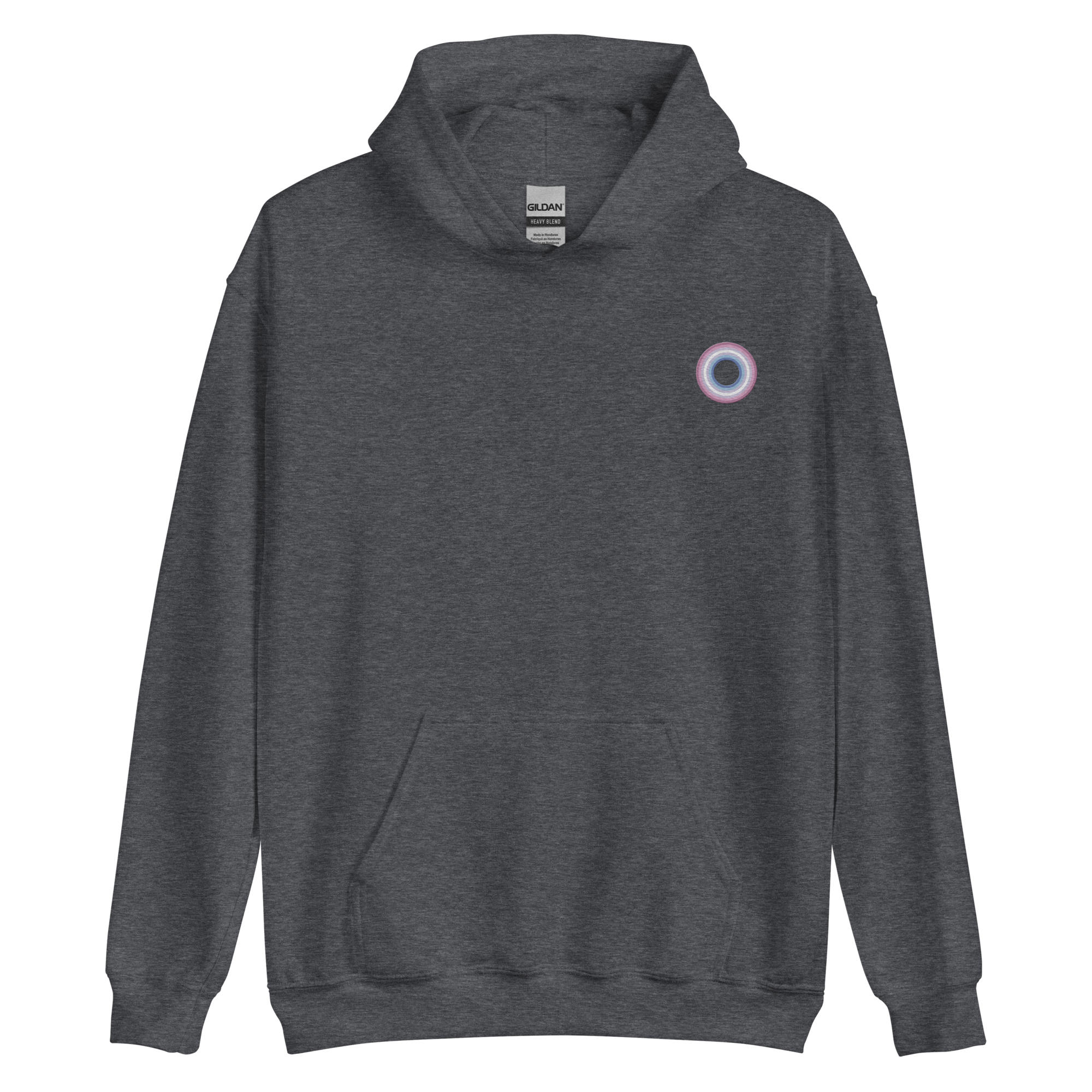 Embroidered Hoodie: Bigender Pride Ring Emblem Design