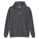 Pansexual Pride Hoodie: Interlaced Heart Outlines Embroidered Sweatshirt