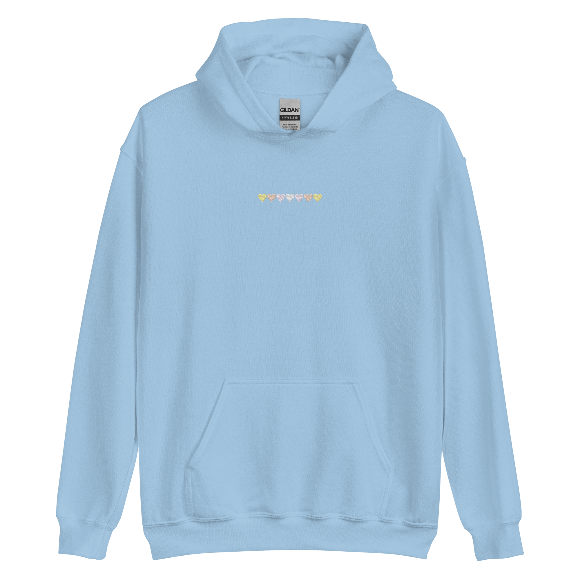 Embroidered Pangender Hoodie: Pride Flag Horizontal Heart Design