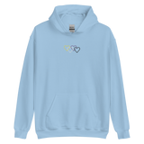 Nonbinary Pride Hoodie: Interlaced Heart Outlines Embroidered Sweatshirt