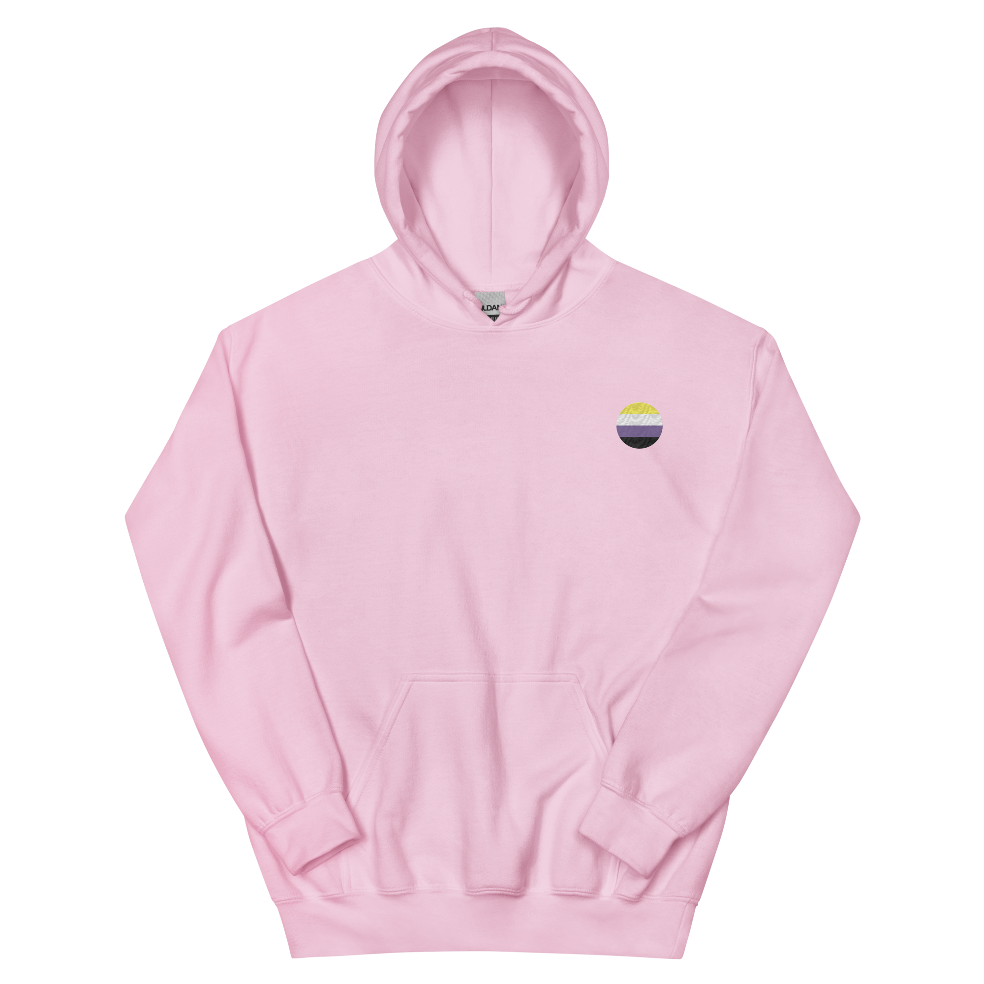 Nonbinary Flag Embroidered Circle Hoodie: Celebratory LGBTQ+ Pride Design