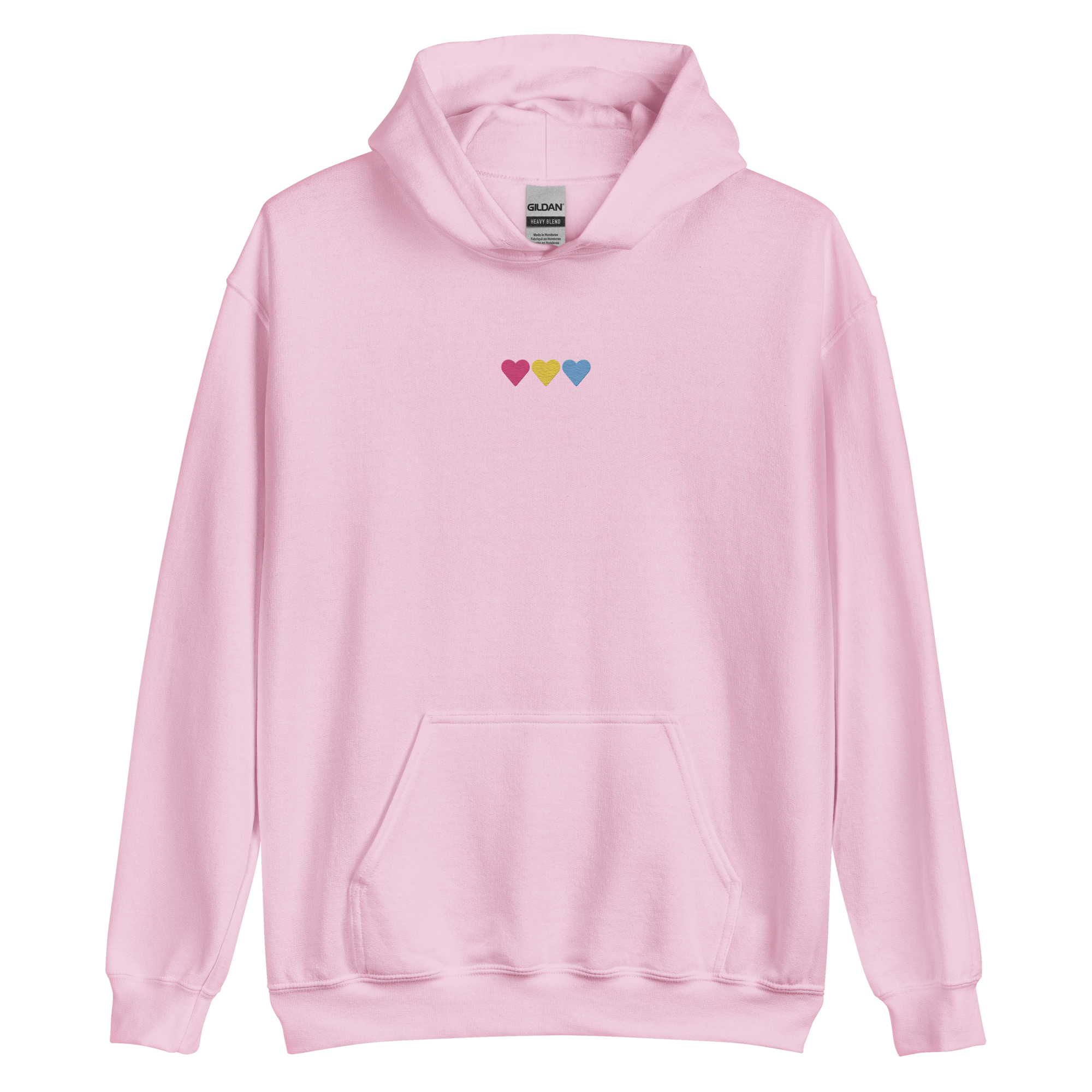 Embroidered Pansexual Hoodie: Pride Flag Horizontal Heart Design