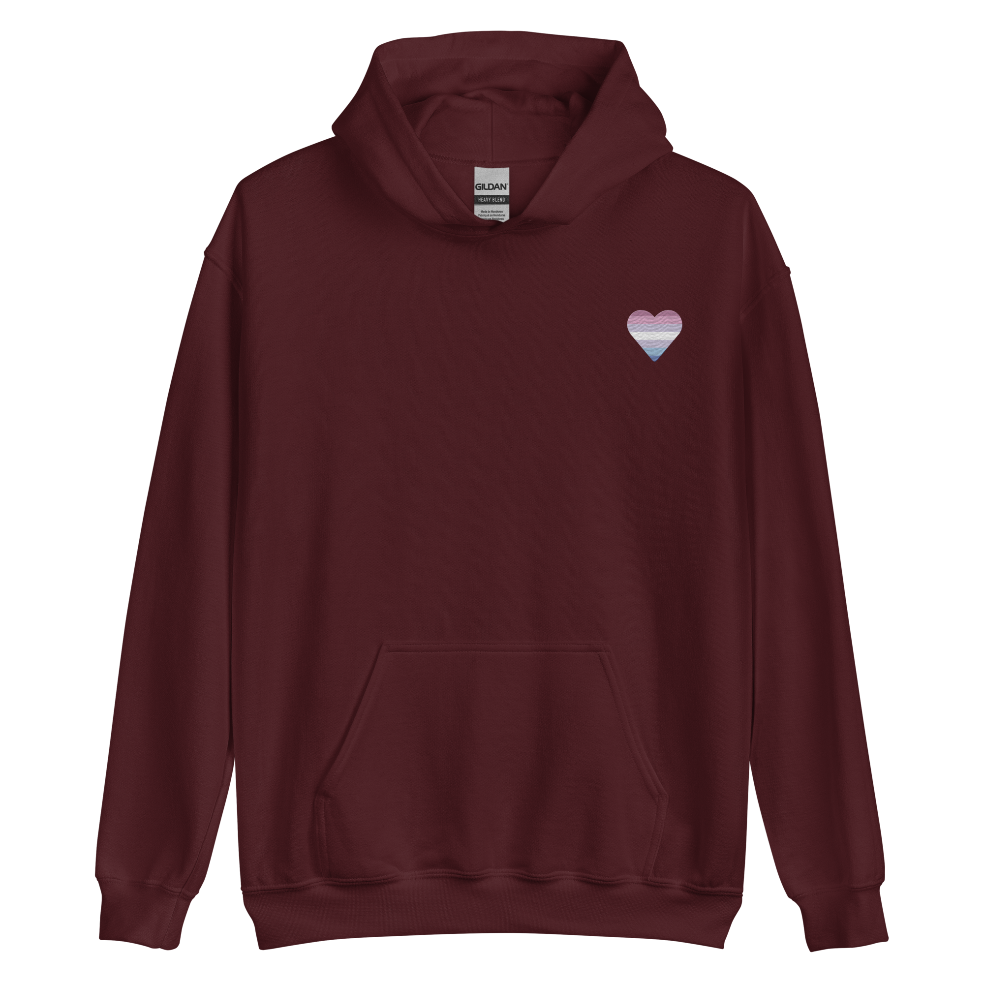 Bigender Flag Embroidered Heart Hoodie: Celebratory LGBTQ+ Pride Design