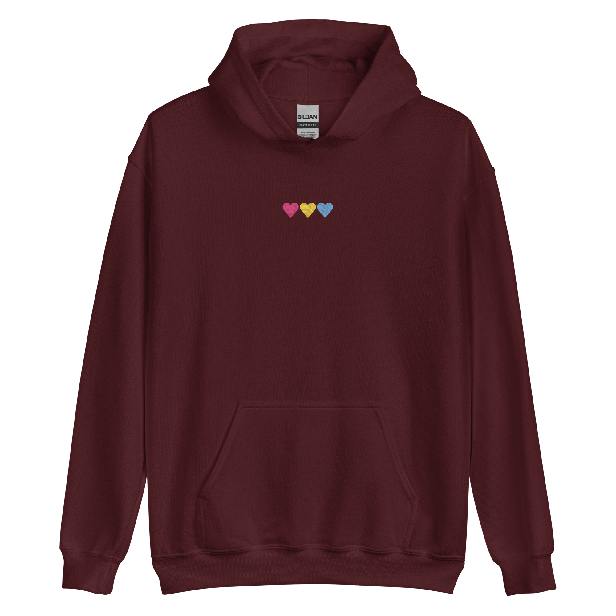 Embroidered Pansexual Hoodie: Pride Flag Horizontal Heart Design