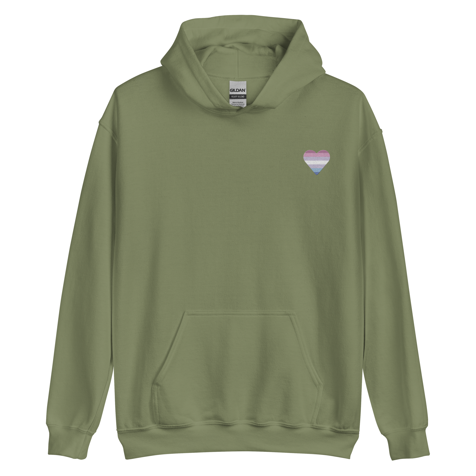 Bigender Flag Embroidered Heart Hoodie: Celebratory LGBTQ+ Pride Design