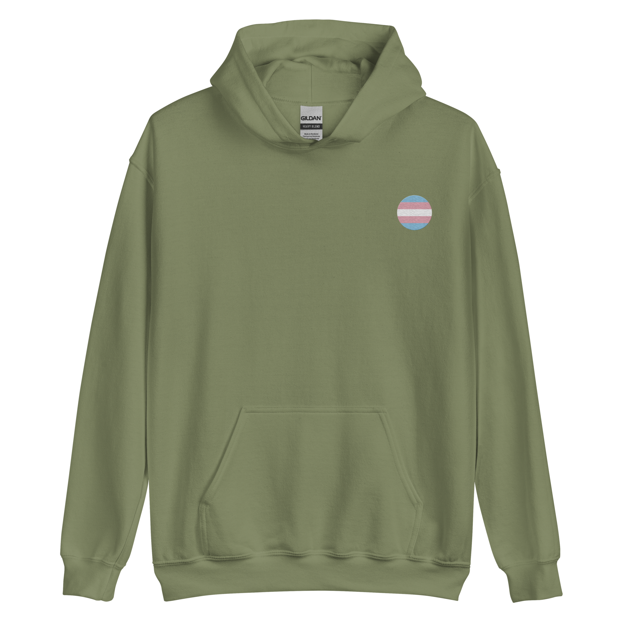 Transgender Flag Embroidered Circle Hoodie: Celebratory LGBTQ+ Pride Design