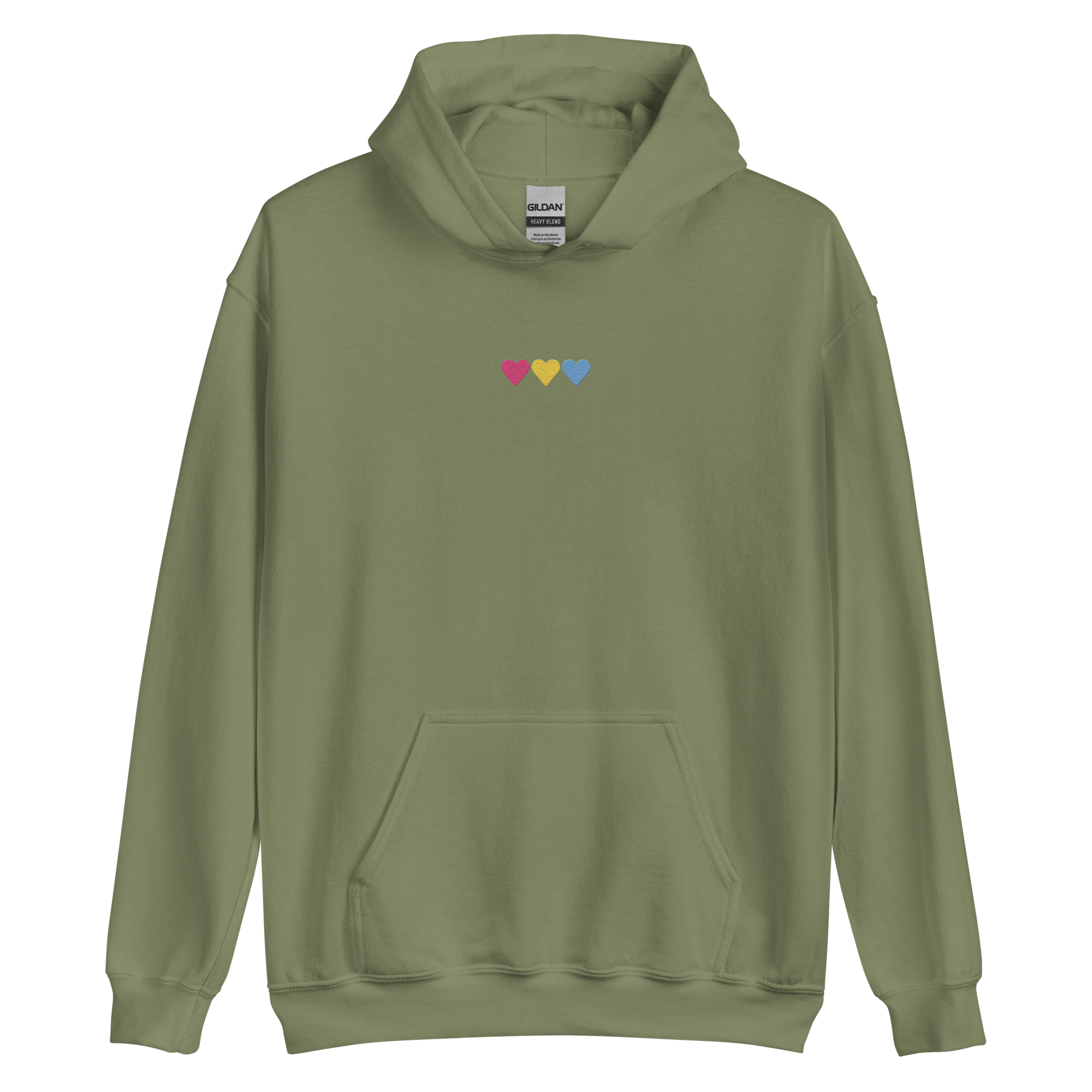 Embroidered Pansexual Hoodie: Pride Flag Horizontal Heart Design