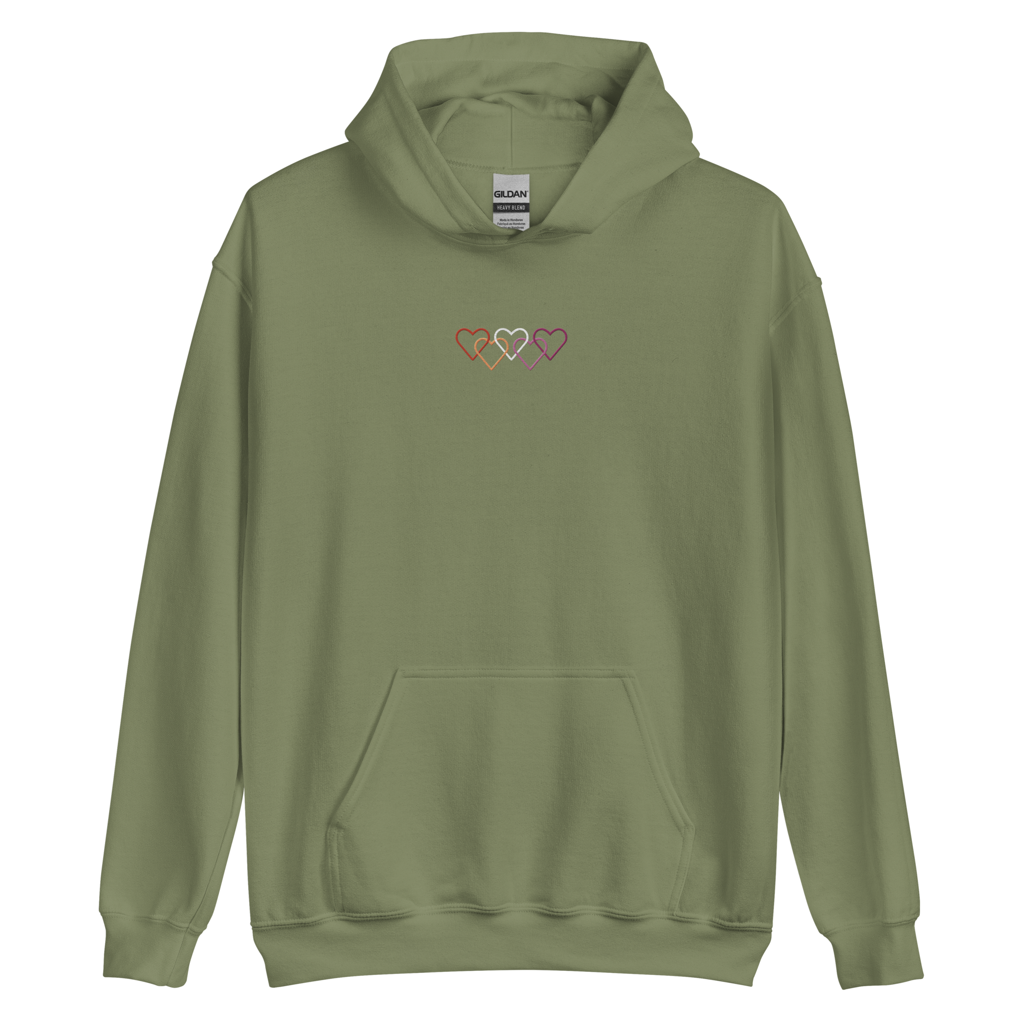 Lesbian Pride Hoodie: Interlaced Heart Outlines Embroidered Sweatshirt