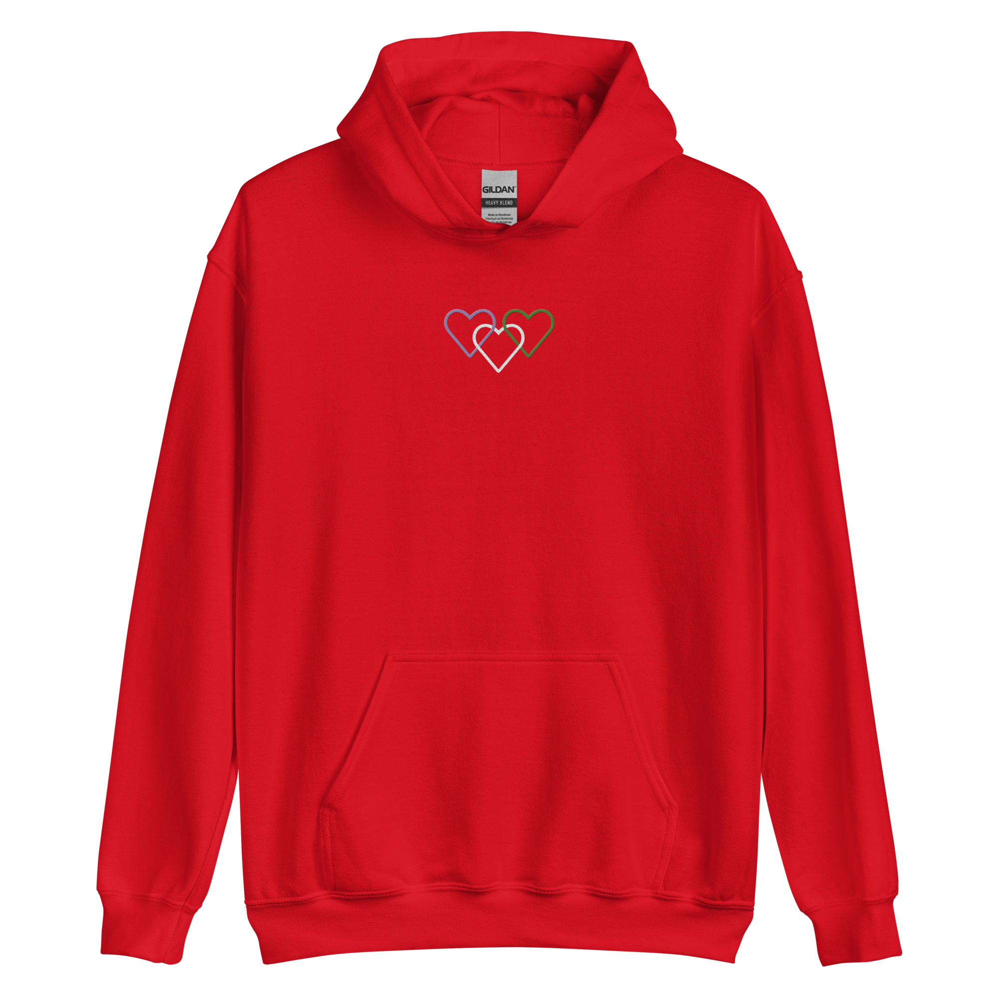 Genderqueer Pride Hoodie: Interlaced Heart Outlines Embroidered Sweatshirt