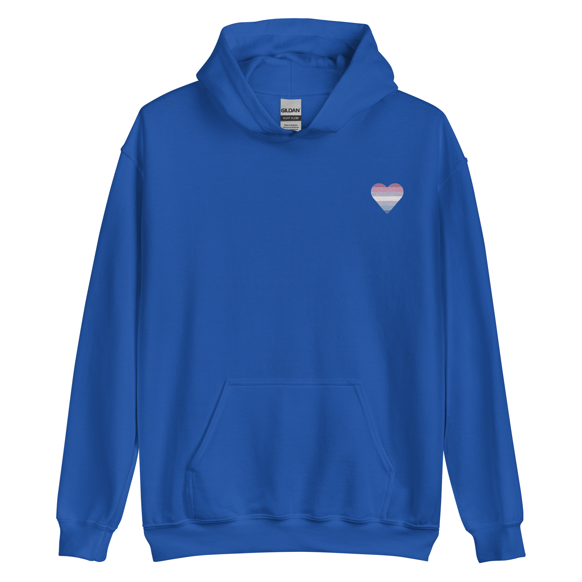 Bigender Flag Embroidered Heart Hoodie: Celebratory LGBTQ+ Pride Design