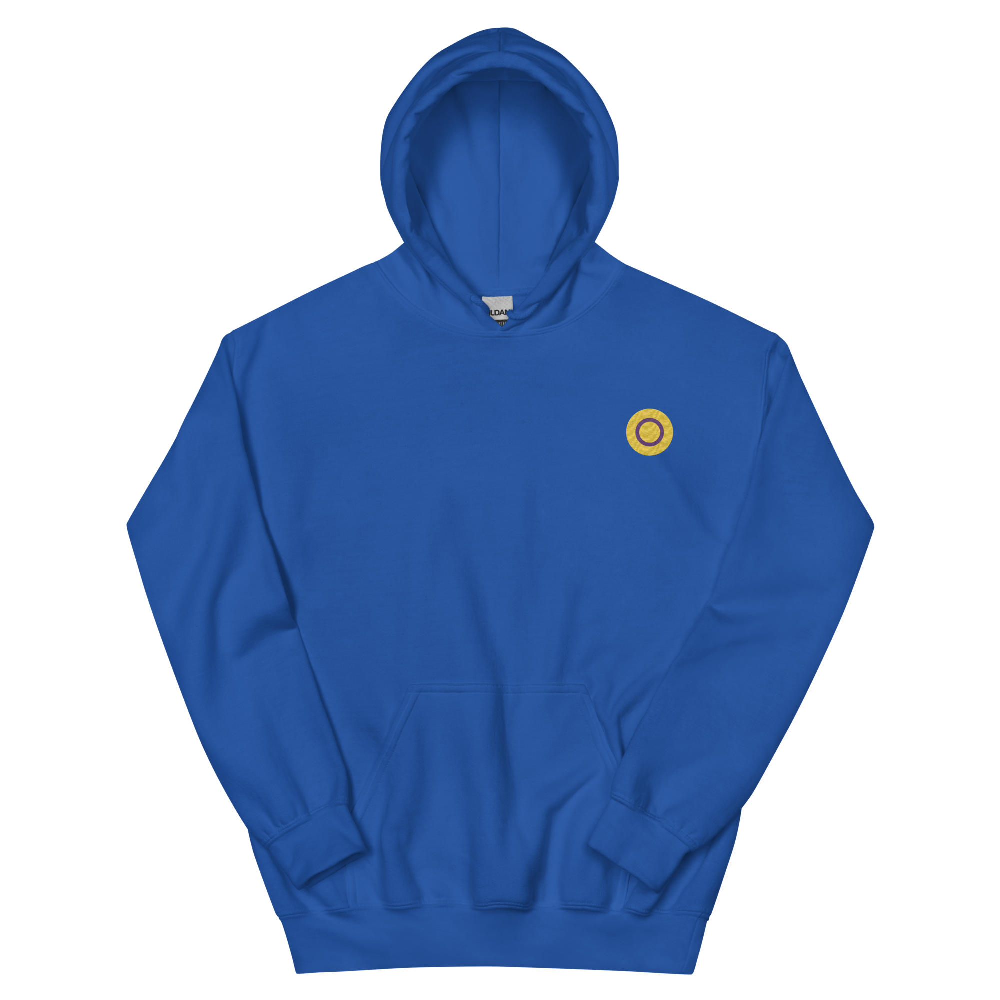 Intersex Flag Embroidered Circle Hoodie: Celebratory LGBTQ+ Pride Design