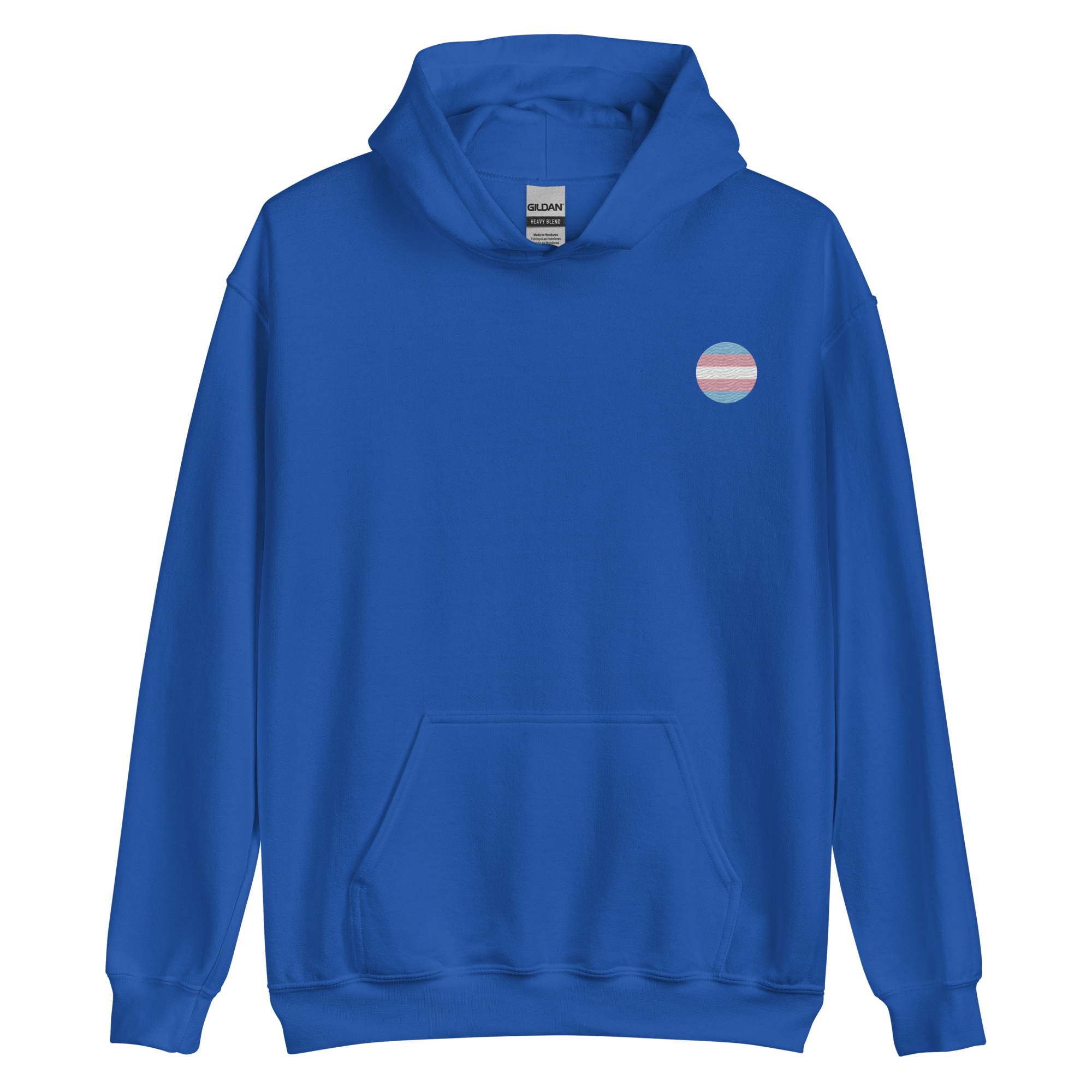 Transgender Flag Embroidered Circle Hoodie: Celebratory LGBTQ+ Pride Design