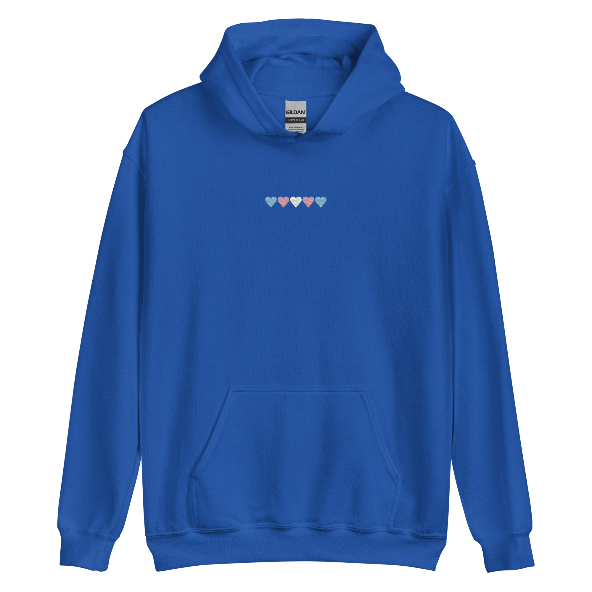 Embroidered Transgender Hoodie: Pride Flag Horizontal Heart Design