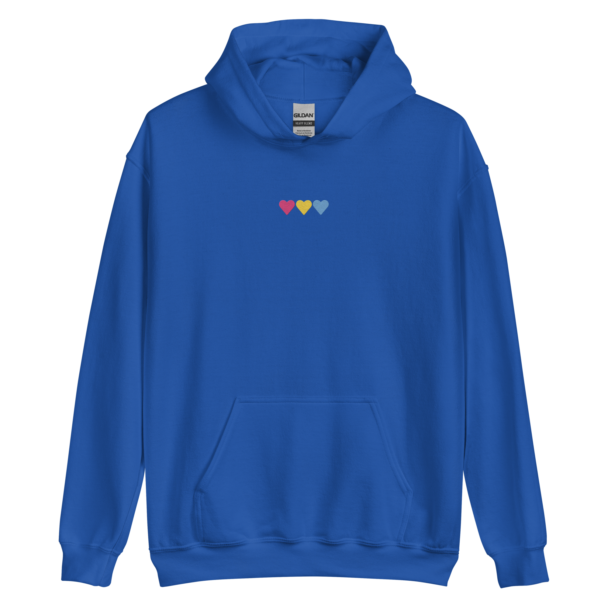 Embroidered Pansexual Hoodie: Pride Flag Horizontal Heart Design