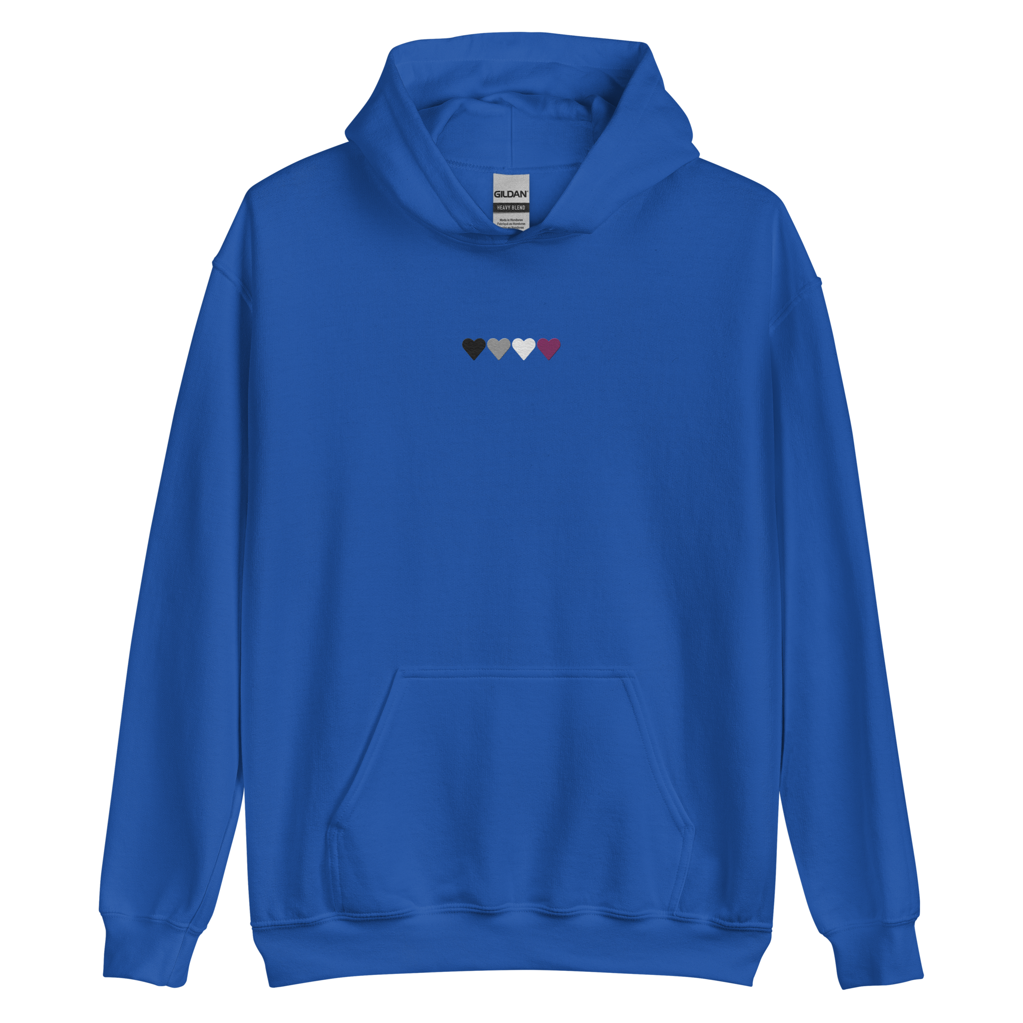 Embroidered Asexual Hoodie: Pride Flag Horizontal Heart Design