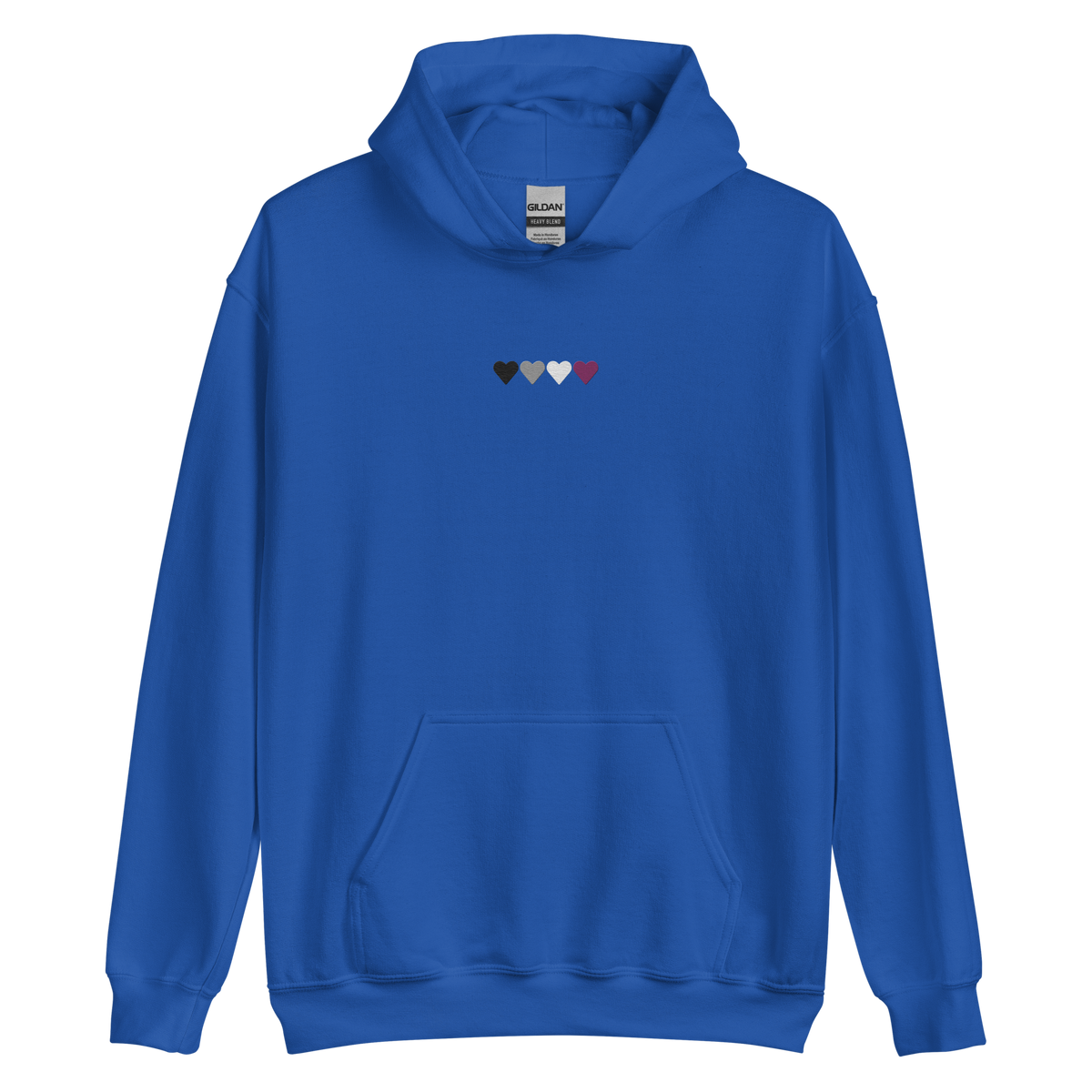 Embroidered Asexual Hoodie: Pride Flag Horizontal Heart Design