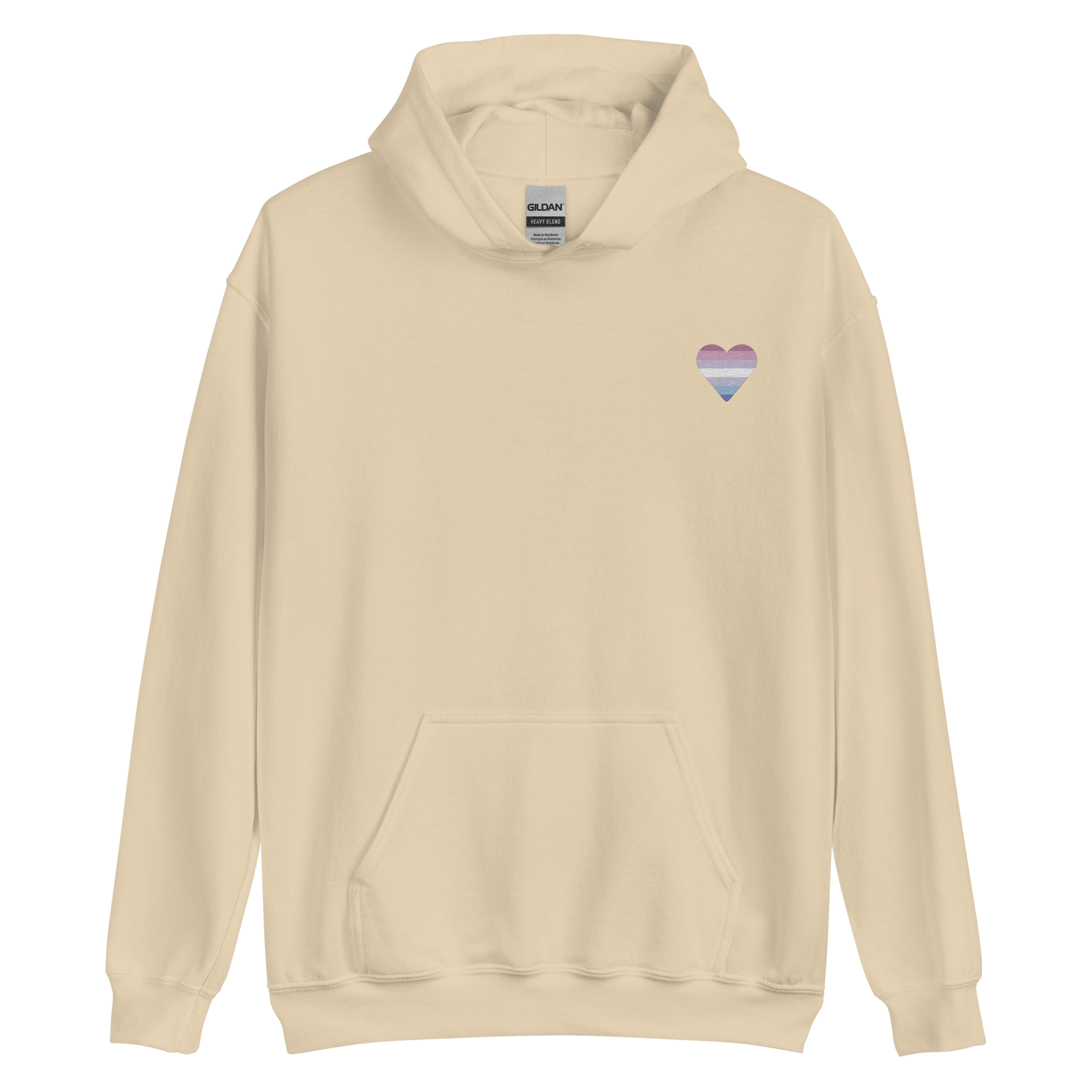 Bigender Flag Embroidered Heart Hoodie: Celebratory LGBTQ+ Pride Design