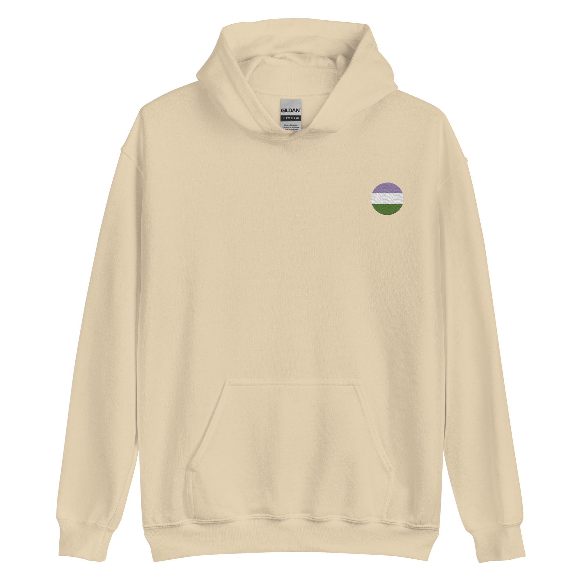 Genderqueer Flag Embroidered Circle Hoodie: Celebratory LGBTQ+ Pride Design