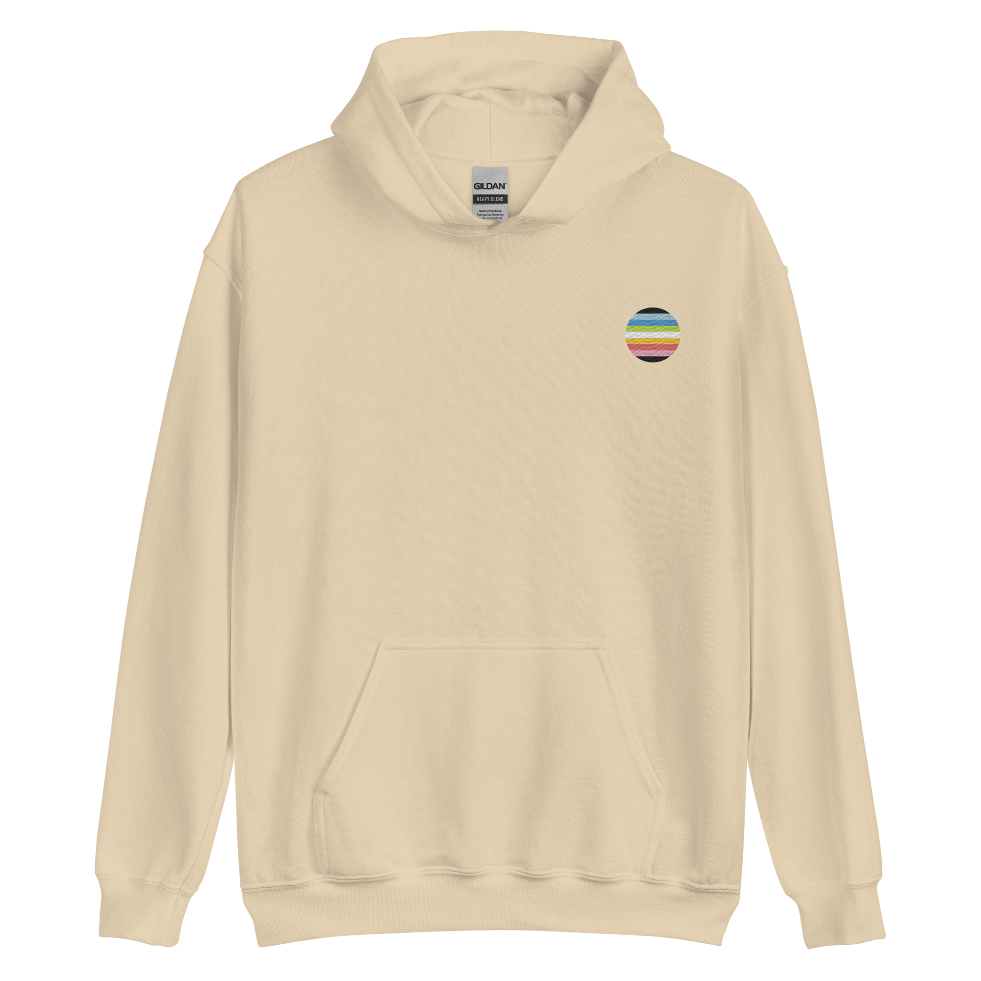 Queer Flag Embroidered Circle Hoodie: Celebratory LGBTQ+ Pride Design