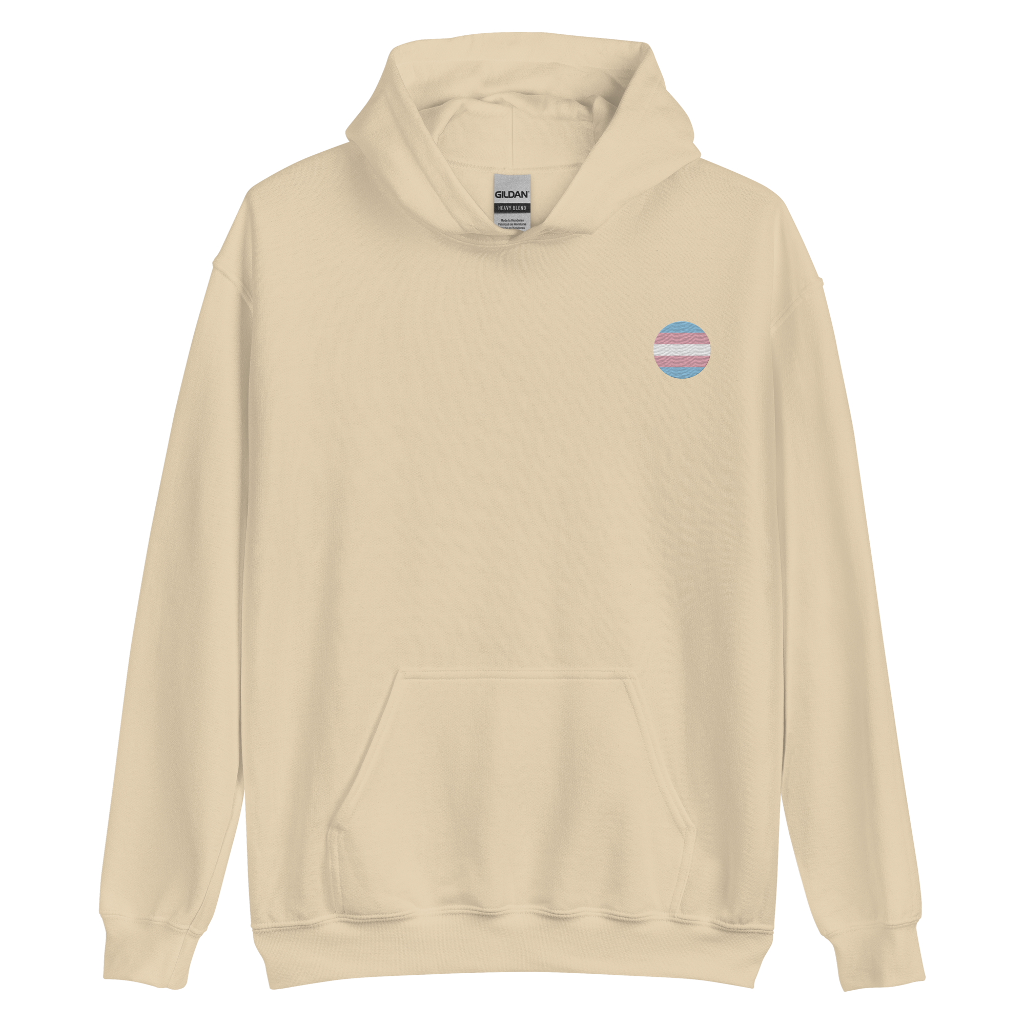 Transgender Flag Embroidered Circle Hoodie: Celebratory LGBTQ+ Pride Design