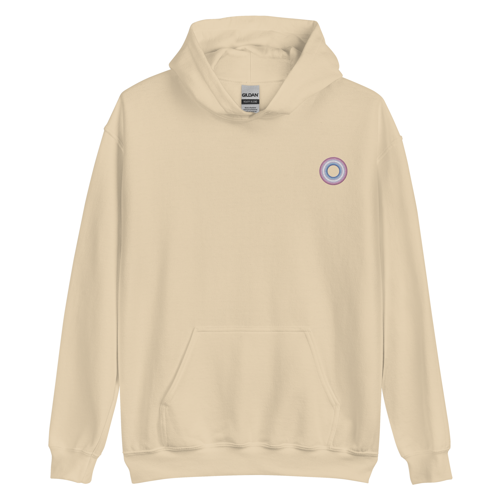 Embroidered Hoodie: Bigender Pride Ring Emblem Design