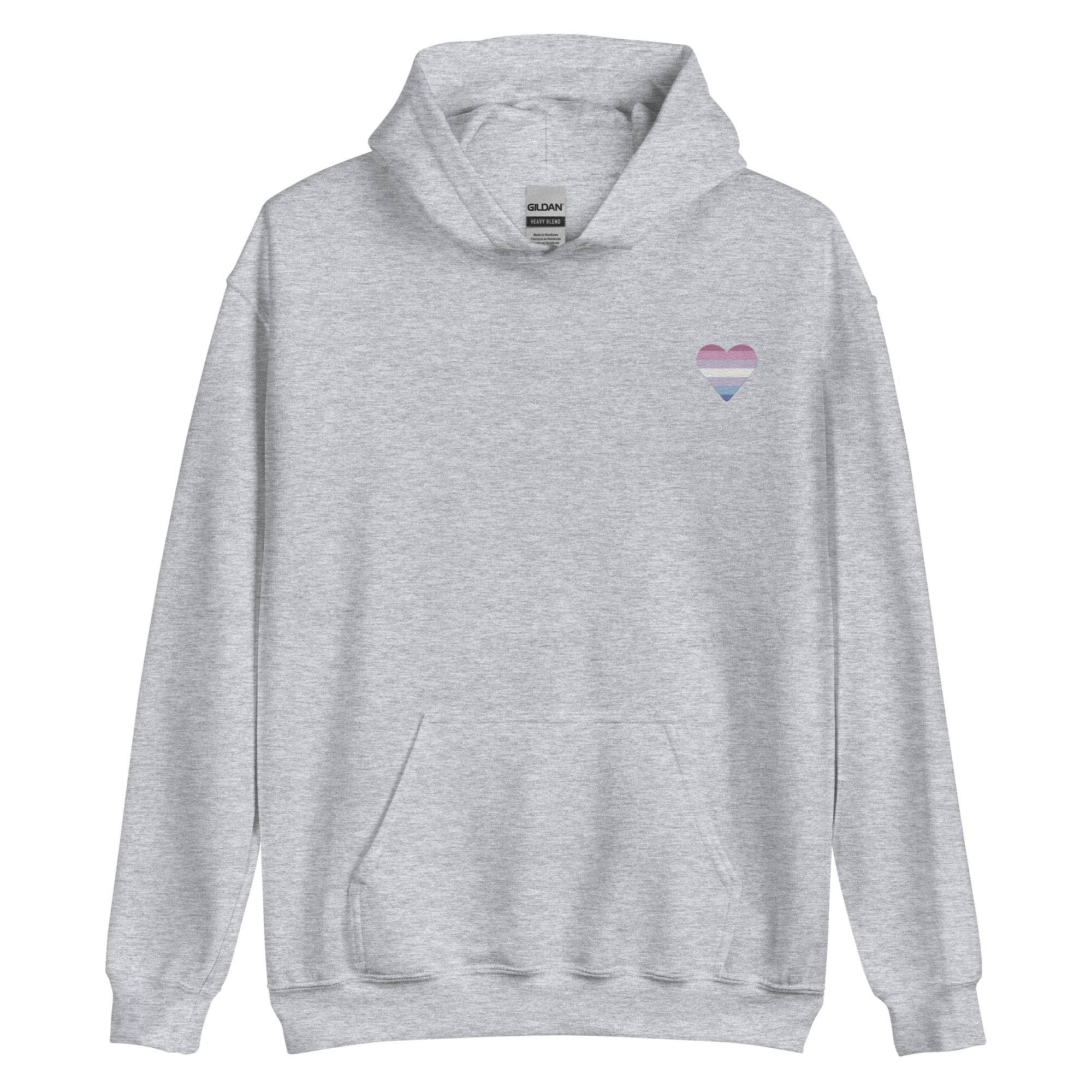 Bigender Flag Embroidered Heart Hoodie: Celebratory LGBTQ+ Pride Design