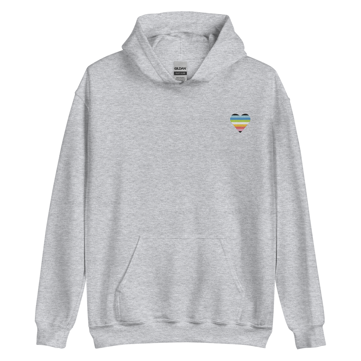 Queer Flag Embroidered Heart Hoodie: Celebratory LGBTQ+ Pride Design