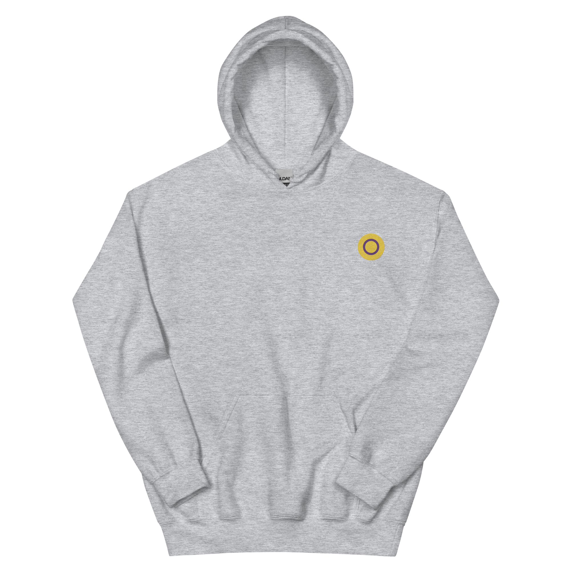 Intersex Flag Embroidered Circle Hoodie: Celebratory LGBTQ+ Pride Design