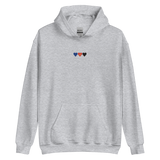 Embroidered Polyamory Hoodie: Pride Flag Horizontal Heart Design