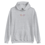 Lesbian Pride Hoodie: Interlaced Heart Outlines Embroidered Sweatshirt