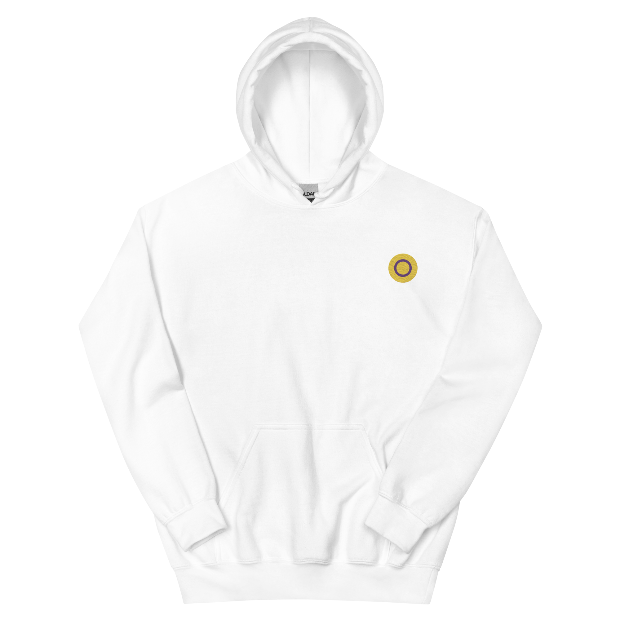 Intersex Flag Embroidered Circle Hoodie: Celebratory LGBTQ+ Pride Design