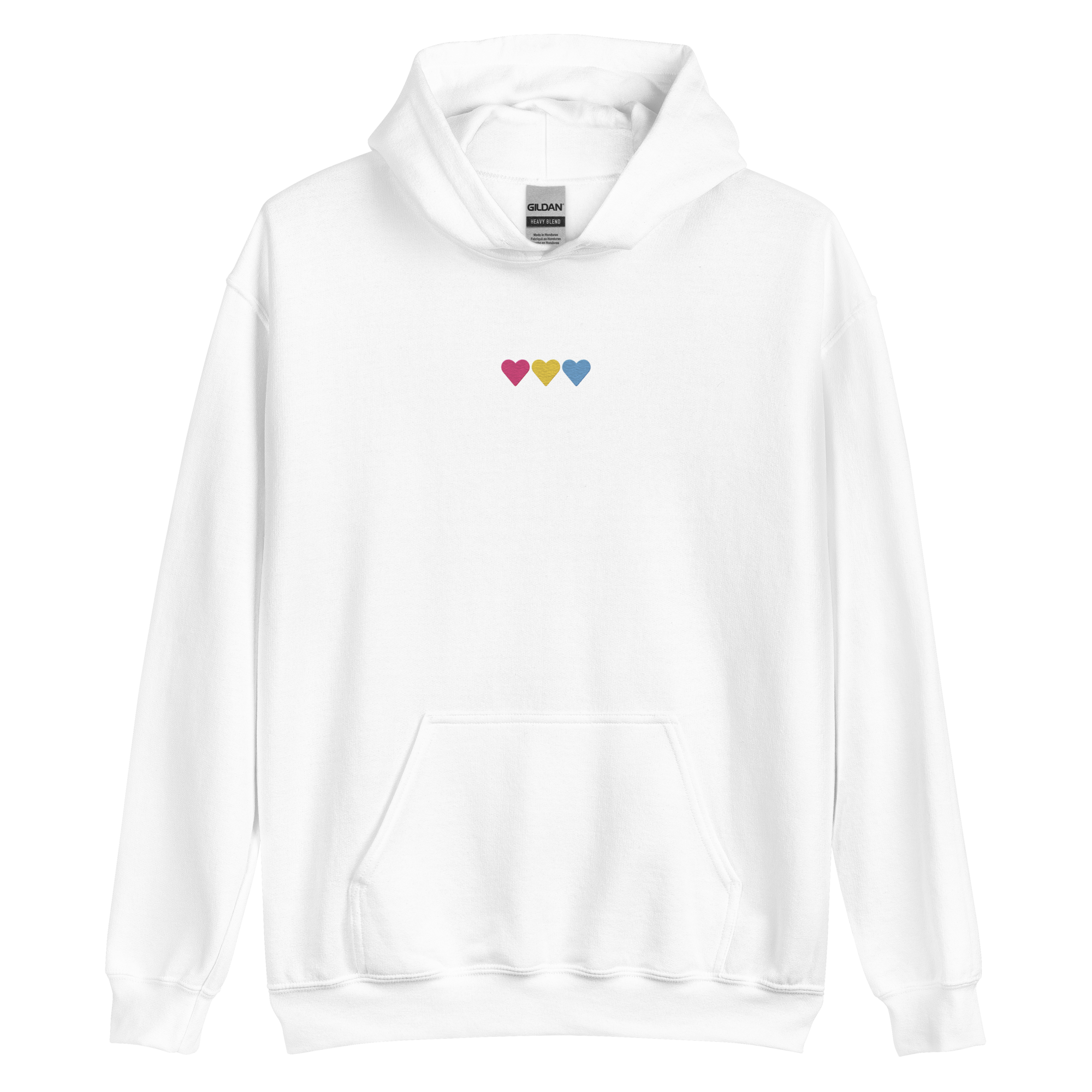 Embroidered Pansexual Hoodie: Pride Flag Horizontal Heart Design