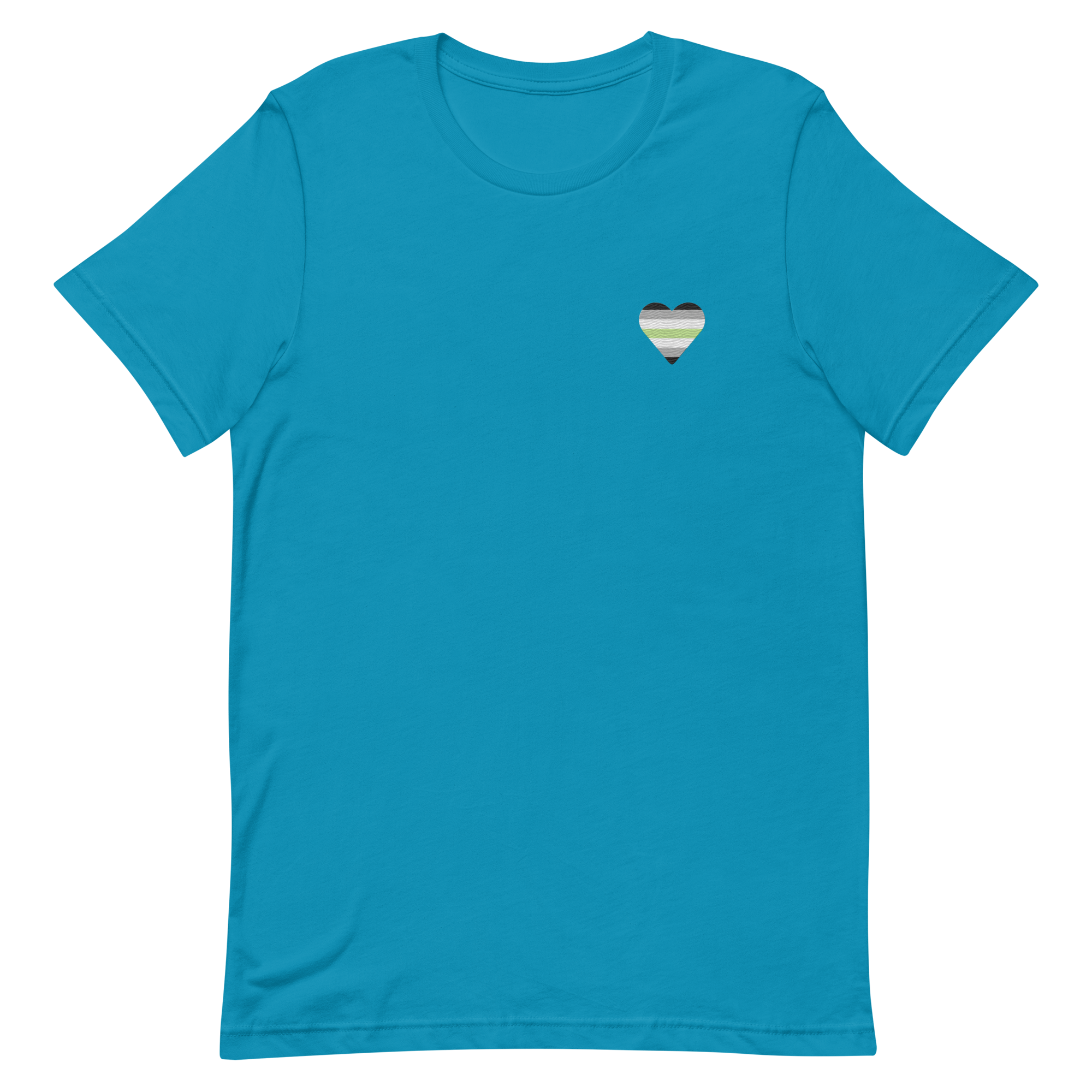 Agender Flag Embroidered Heart T-Shirt: Celebratory LGBTQ+ Pride Design