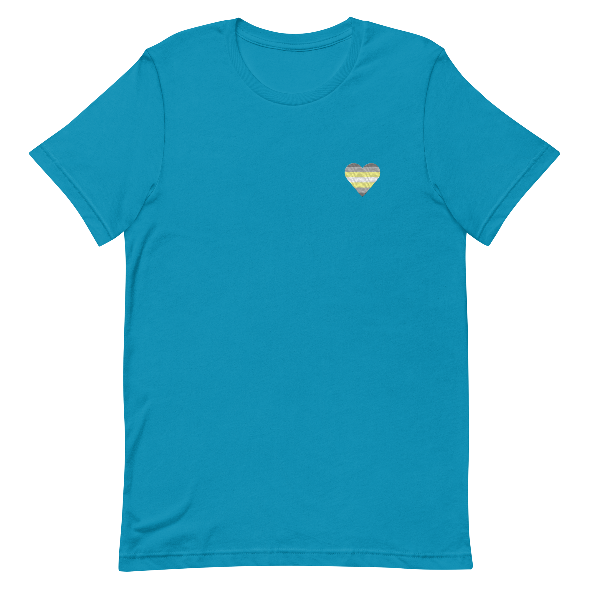 Demigender Flag Embroidered Heart T-Shirt: Celebratory LGBTQ+ Pride Design