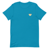 Demigender Flag Embroidered Heart T-Shirt: Celebratory LGBTQ+ Pride Design