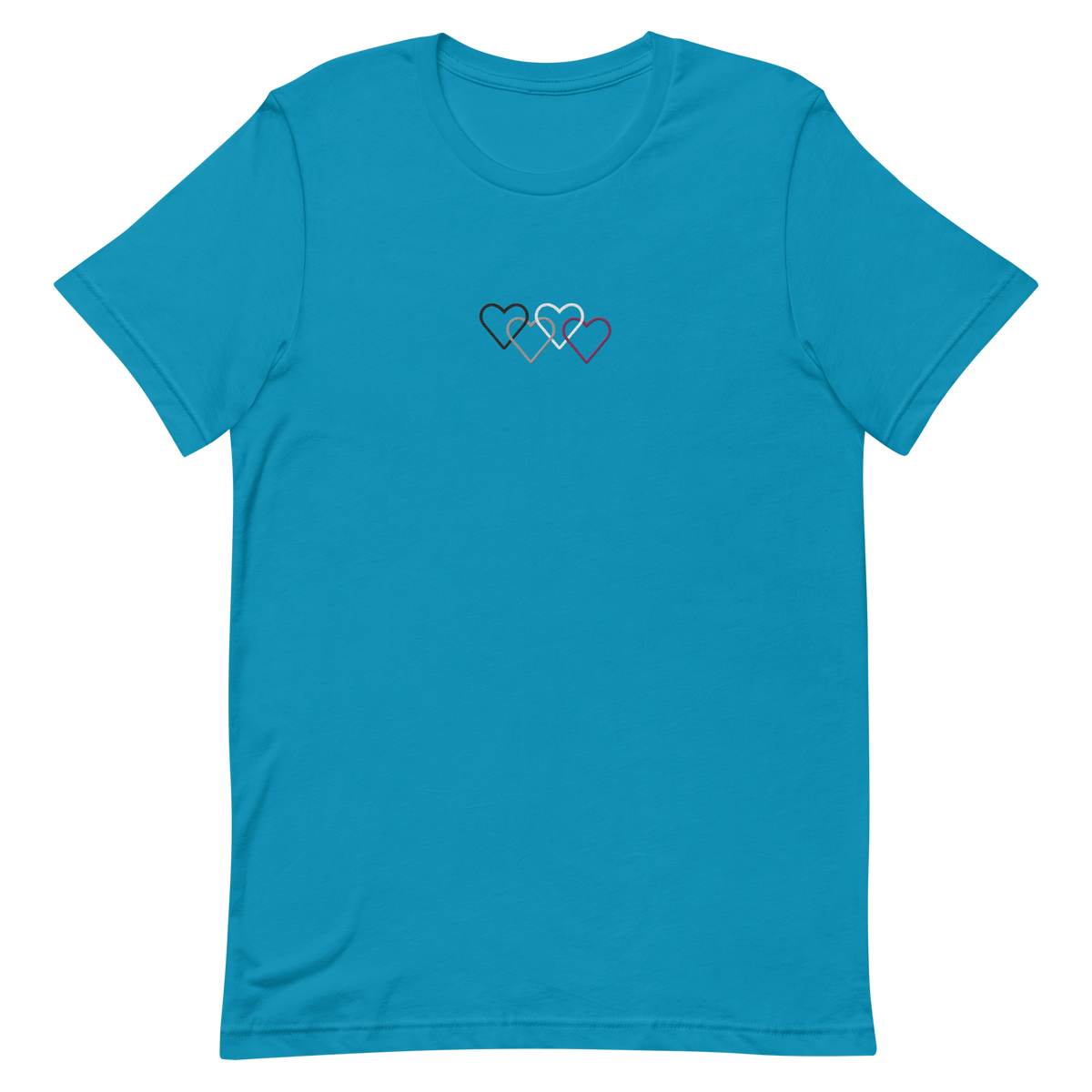 Asexual Pride Tee: Interlaced Heart Outlines Embroidered T-Shirt