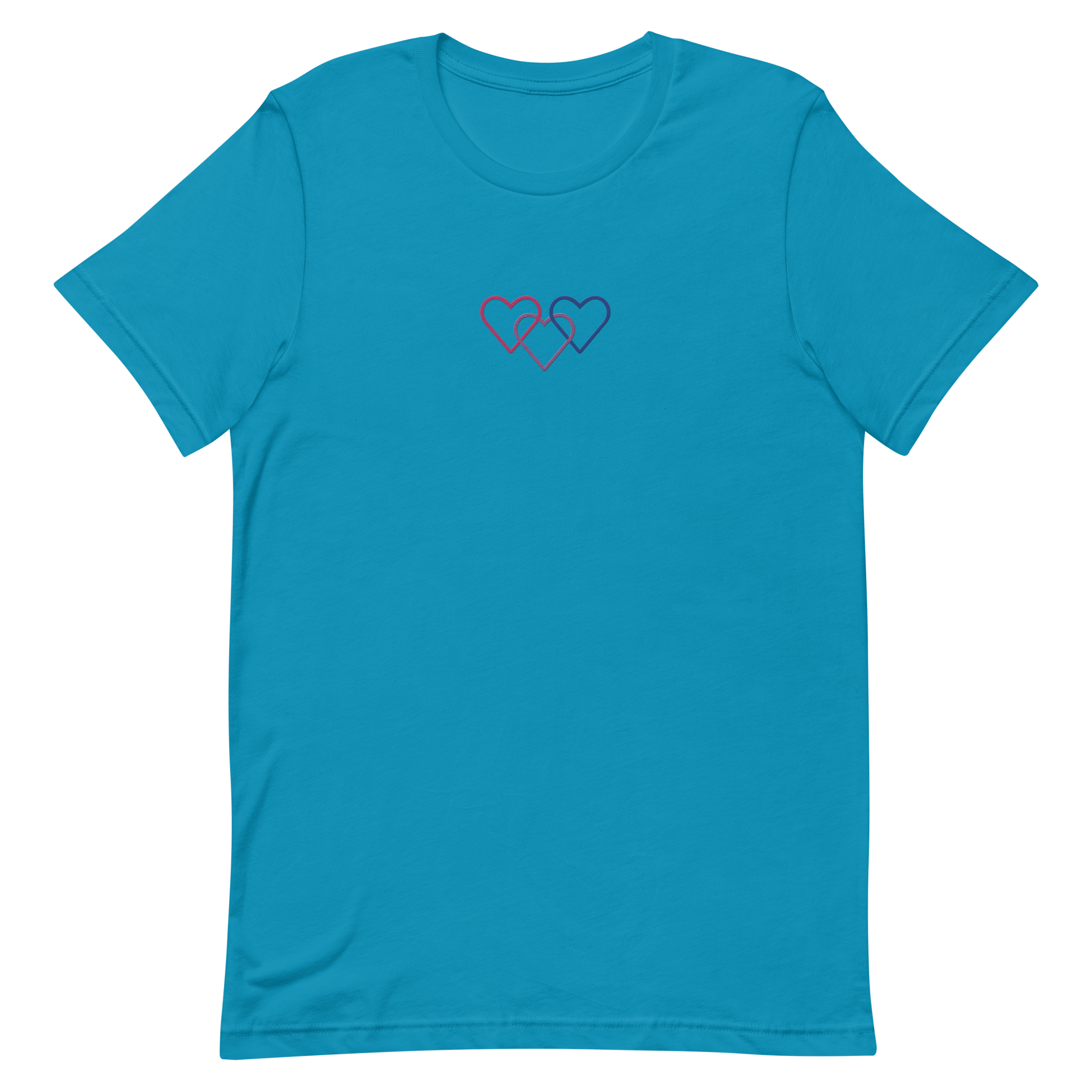 Bisexual Pride Tee: Interlaced Heart Outlines Embroidered T-Shirt