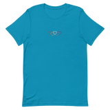 Lesbian Pride Tee: Interlaced Heart Outlines Embroidered T-Shirt