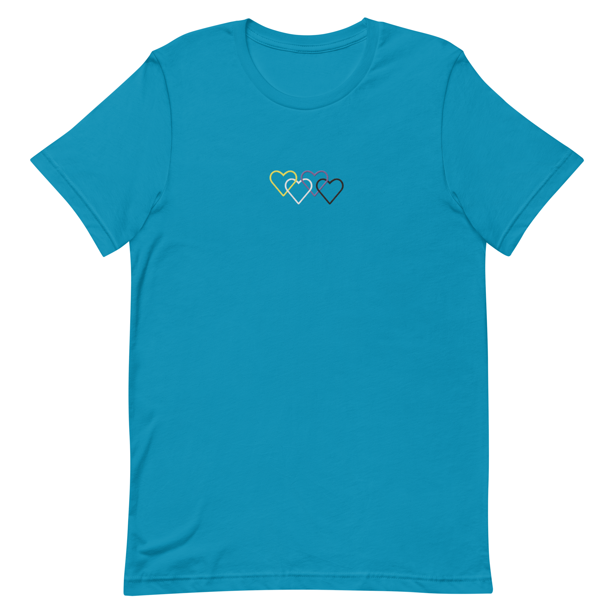 Nonbinary Pride Tee: Interlaced Heart Outlines Embroidered T-Shirt