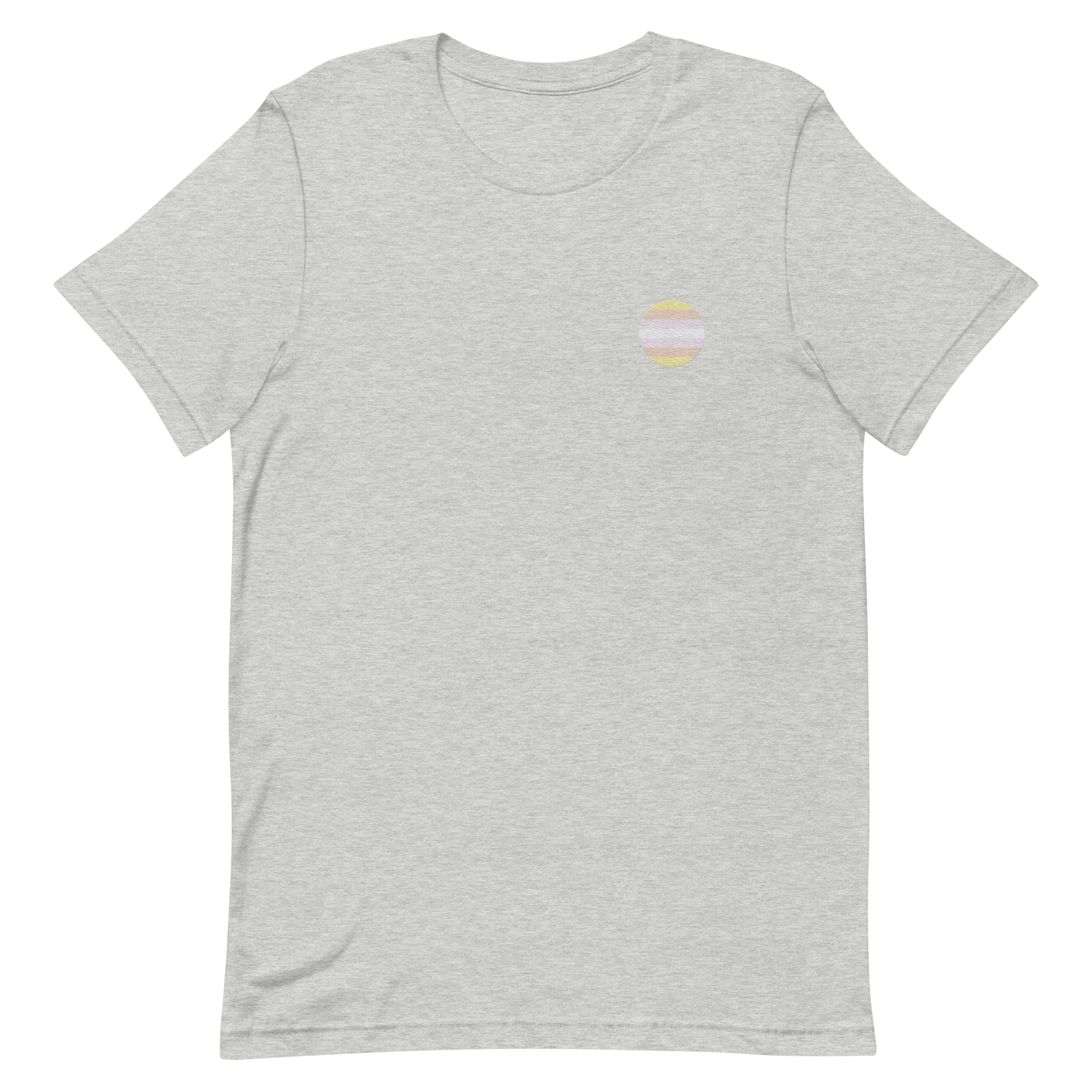 Pangender Flag Embroidered Circle Tee: Celebratory LGBTQ+ Pride Design