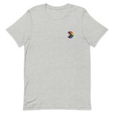 Pride Progress Flag Embroidered Circle Tee: Celebratory LGBTQ+ Pride Design