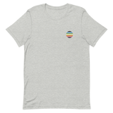 Queer Flag Embroidered Circle Tee: Celebratory LGBTQ+ Pride Design