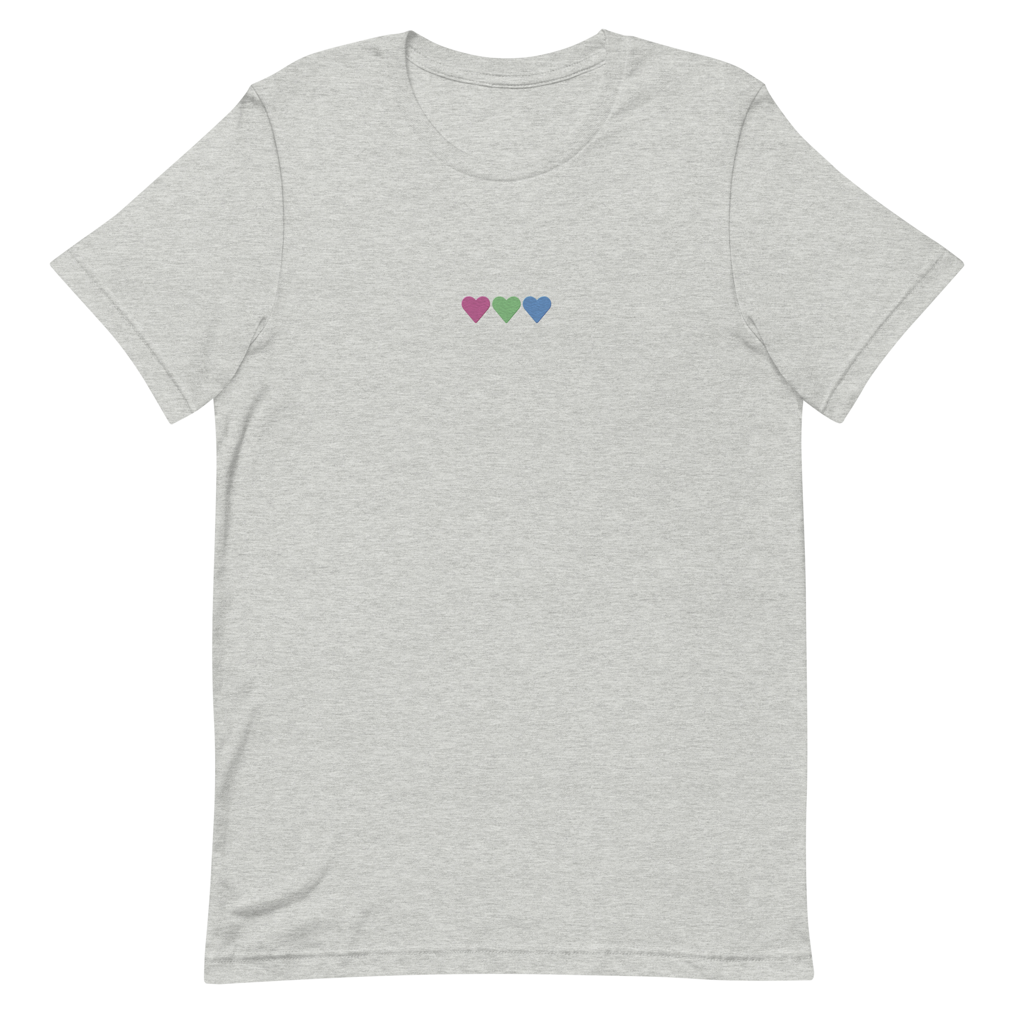 Embroidered Polysexual T-Shirt: Pride Flag Horizontal Heart Design