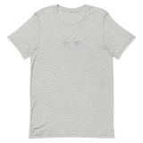 Bigender Pride Tee: Interlaced Heart Outlines Embroidered T-Shirt