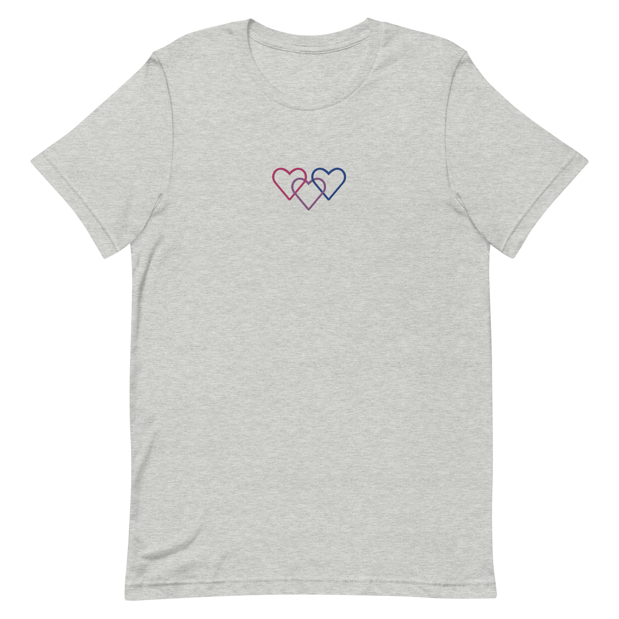 Bisexual Pride Tee: Interlaced Heart Outlines Embroidered T-Shirt