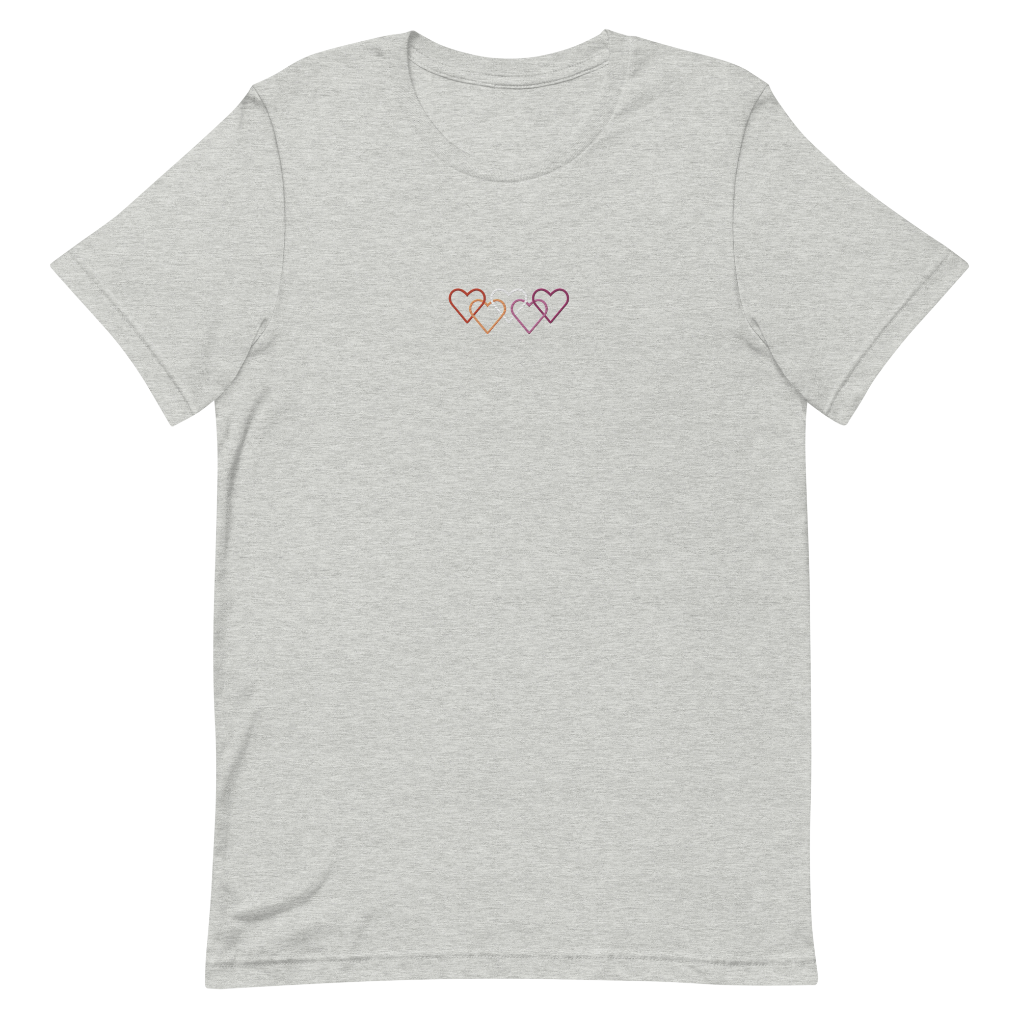 Lesbian Pride Tee: Interlaced Heart Outlines Embroidered T-Shirt