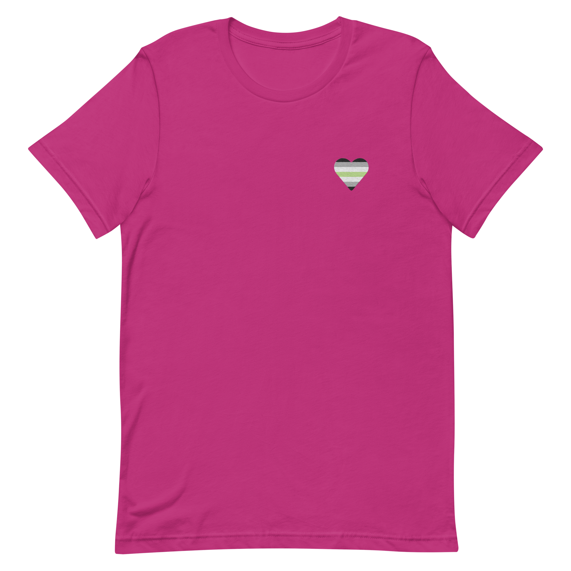 Agender Flag Embroidered Heart T-Shirt: Celebratory LGBTQ+ Pride Design