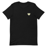 Demigender Flag Embroidered Heart T-Shirt: Celebratory LGBTQ+ Pride Design