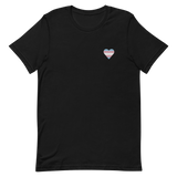 Transgender Flag Embroidered Heart T-Shirt: Celebratory LGBTQ+ Pride Design