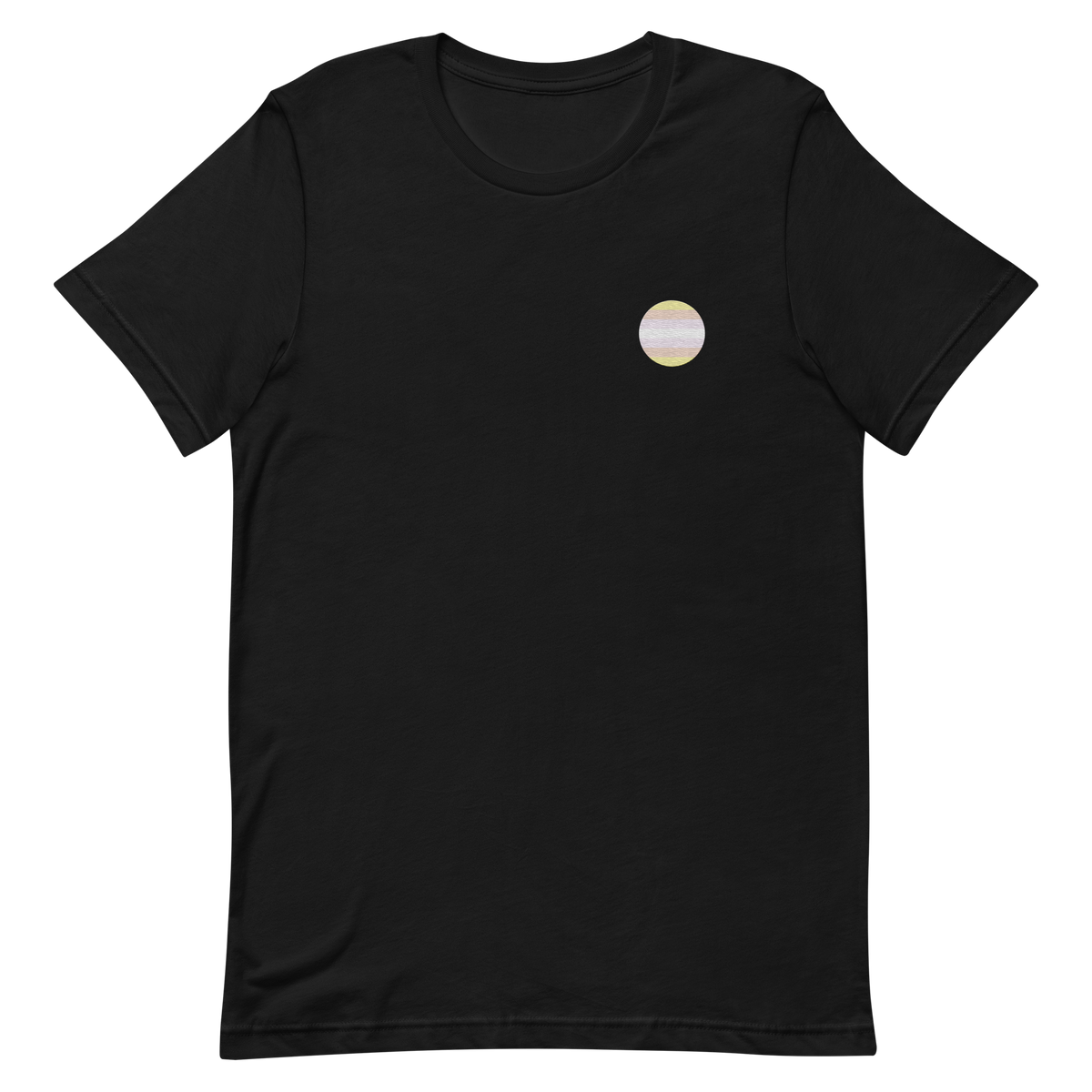 Pangender Flag Embroidered Circle Tee: Celebratory LGBTQ+ Pride Design